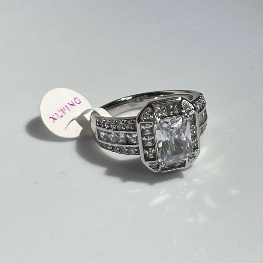 Ping Silver and White Diamond Halo Ring